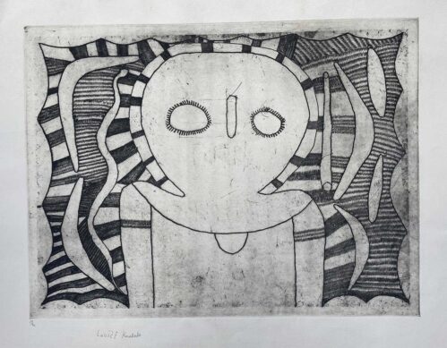 Wandjina and Boomerangs by Louise Karadada