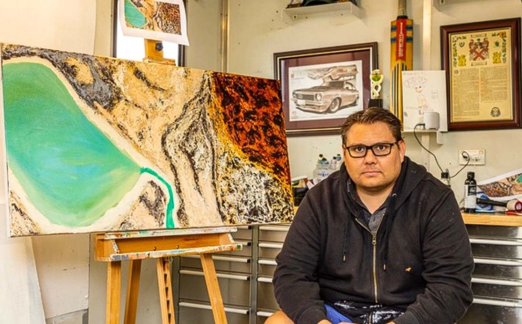 Studio Photo - Aboriginal Artist Rohin Kickett Studio Photo - Aboriginal Artist Rohin Kickett