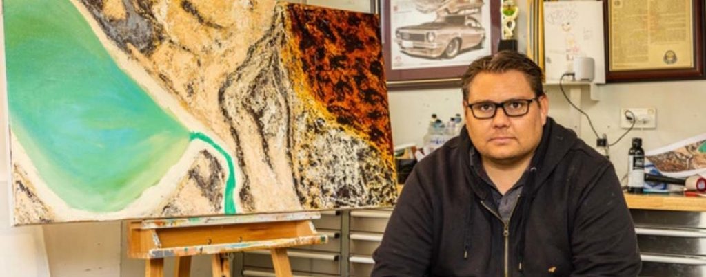 Studio Photo - Aboriginal Artist Rohin Kickett - Crop Studio Photo - Aboriginal Artist Rohin Kickett - Crop